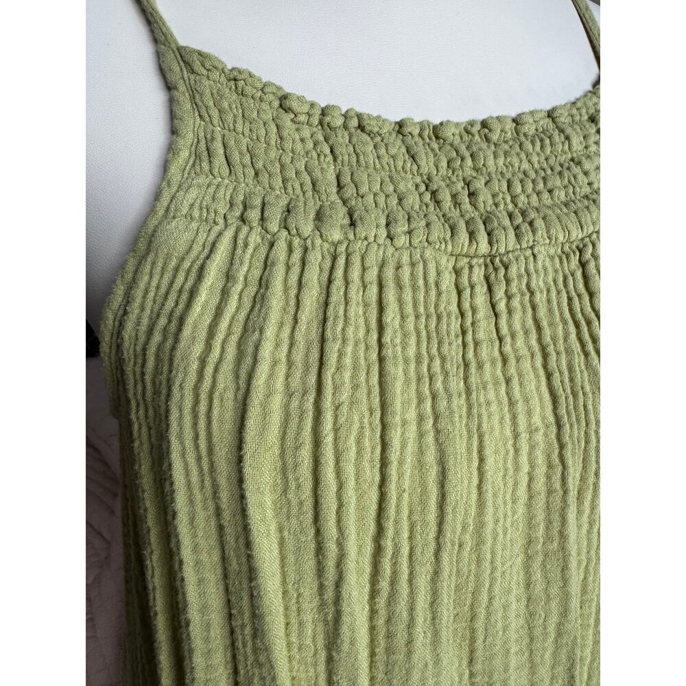 Red Haute Green Gauze Swing Mini Dress Size Small Ruffle Hem Boho - Picture 7 of 8